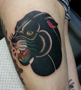 Angry panther tattoo by Drew Shallis