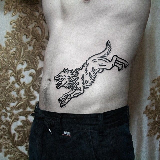 Angry wolf tattoo by Dase Roman Sherbakov