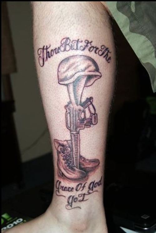 Army theme tattoo with quote