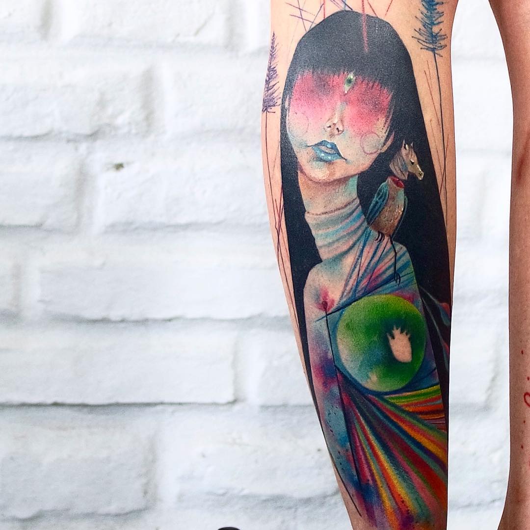 Watercolor Sleeve Tattoos