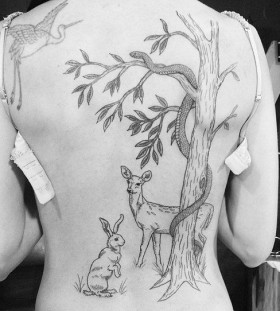 Awesome animals back tattoo