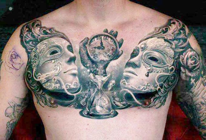 Awesome chest tattoo by Ellen Westholm