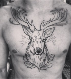 Awesome deer chest tattoo