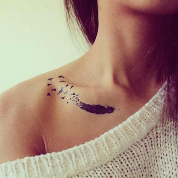 Awesome feather and birds tattoo