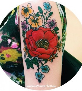 Awesome flowers tattoo by lauren winzer