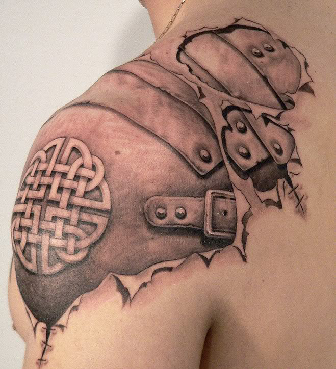 Awesome gladiator armour tattoo