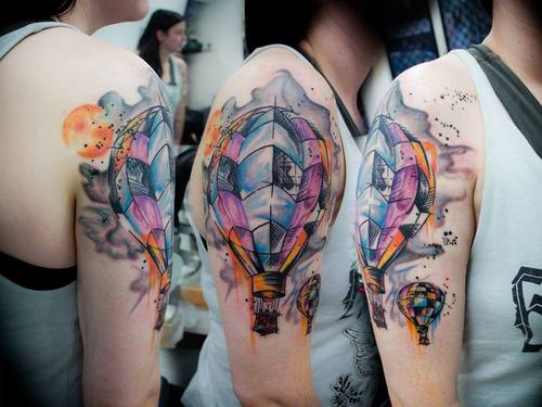 Awesome hot air balloon tattoo