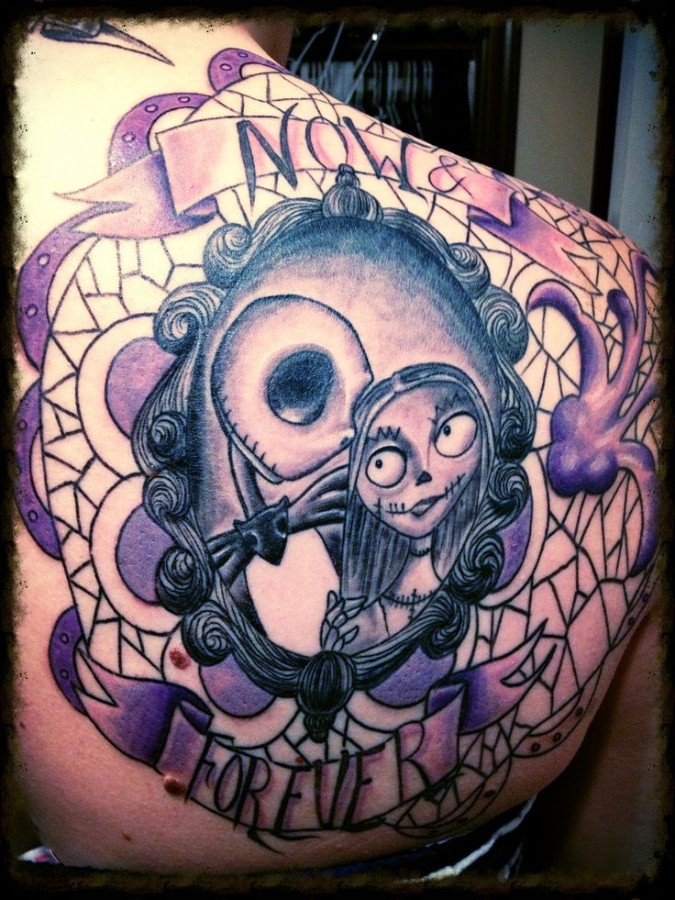 Awesome jack skellington back tattoo