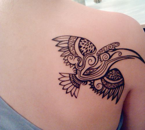 Awesome looking tribal bird tattoo