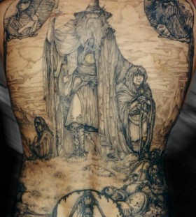 Awesome lord of the rings back tattoo