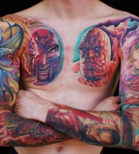 Awesome marvel's characters tattoo