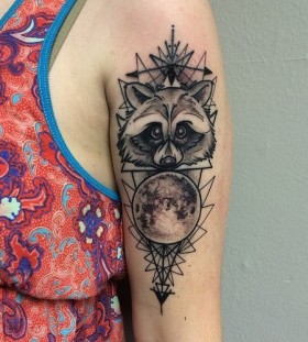 Awesome raccoon arm tattoo