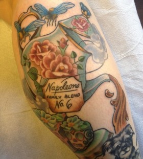 Awesome teapot and writing tattoo