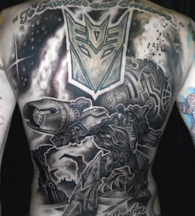 Awesome transformers back tattoo