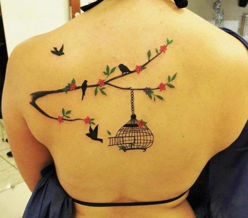 Awesome tree branch back tattoo