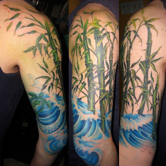 Bamboo tree and water tattoo