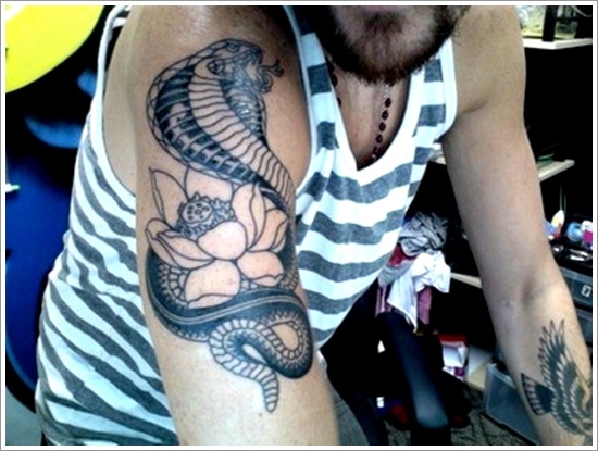 Beautiful cobra and flower tattoo