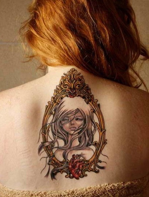 Beautiful girl frame back tattoo