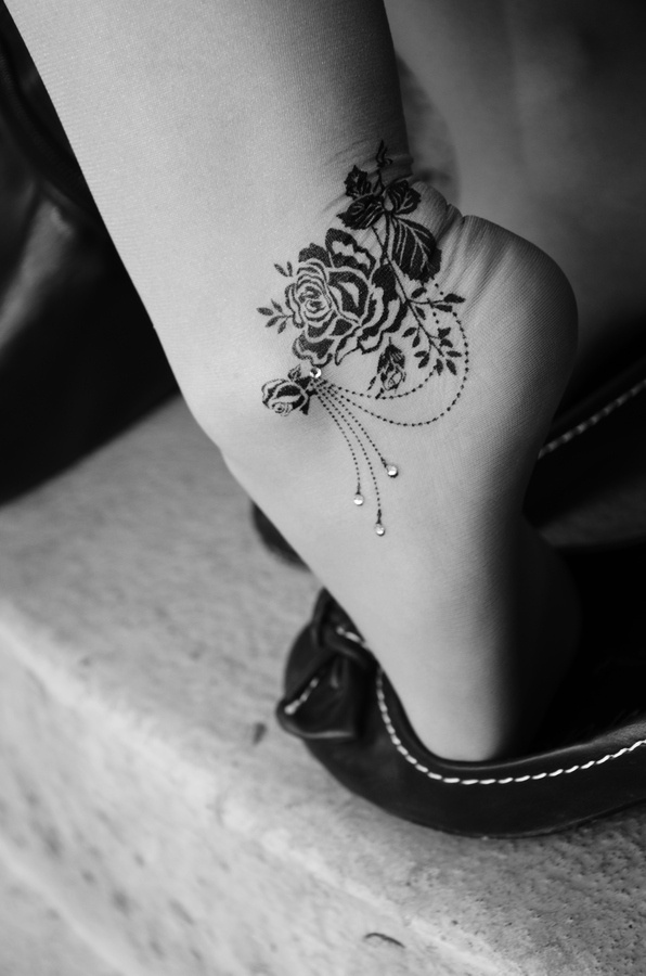 Beautiful rose ankle tattoo