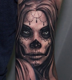 Beautiful sugar skull tattoo by Riccardo Cassese