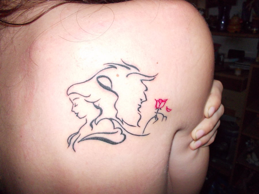 Beauty and the beast back tattoo