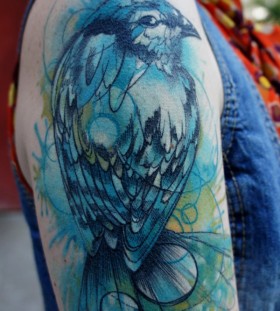 Bird healed watercolor tattoo Bird healed watercolor tattoo