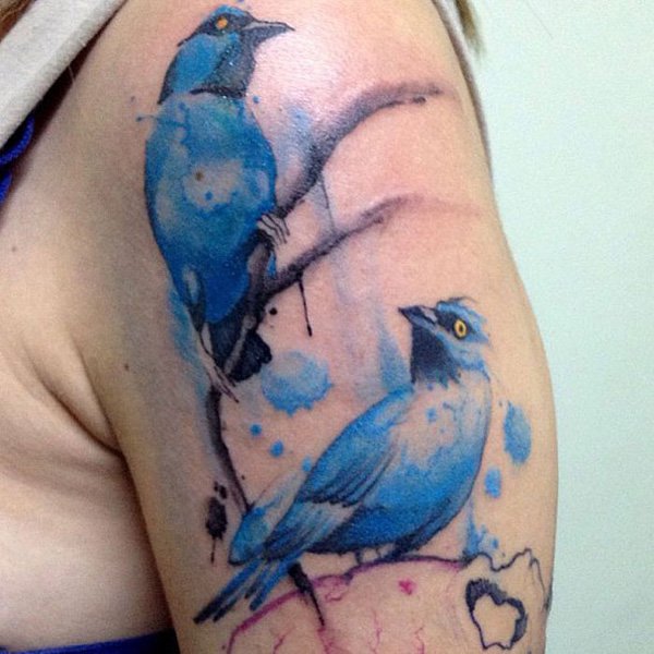 Bird watercolor tattoo