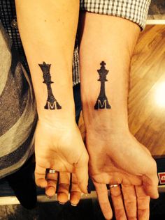 Black adorable chess tattoo