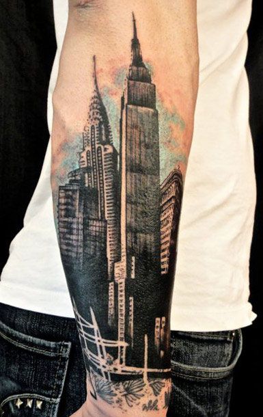 Black arm’s architecture tattoo