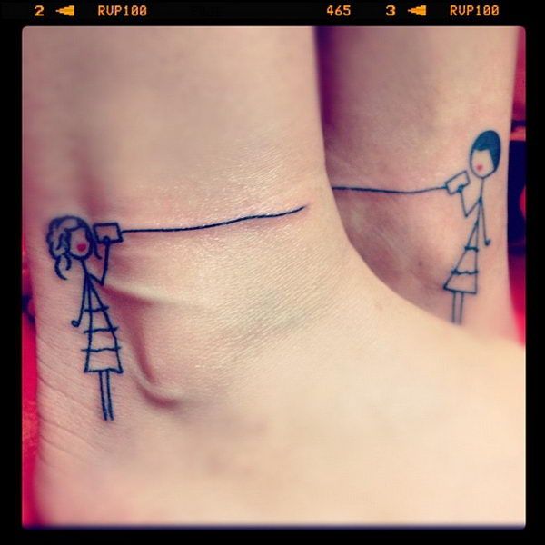 Black cute telephone tattoo
