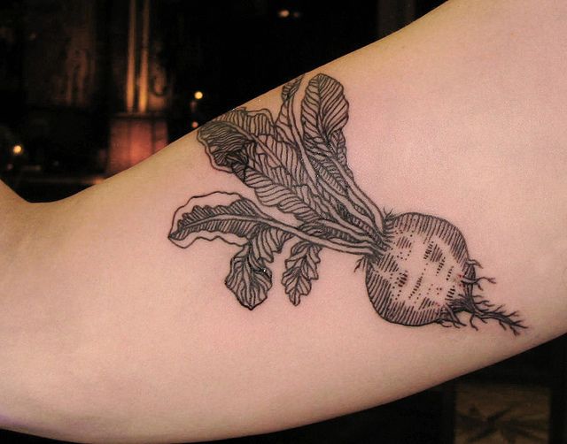 Black vegetable food tattoo