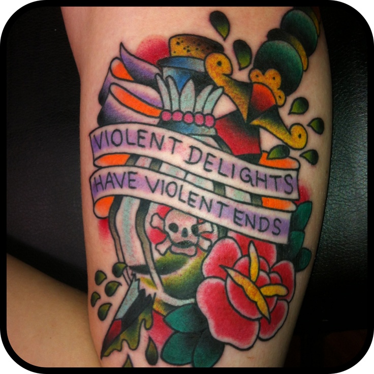 Bottle of poison and quote tattoo