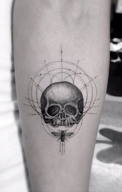 Brilliant skull tattoo by Dr Woo