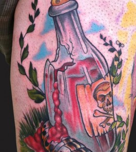 Broken poison bottle tattoo