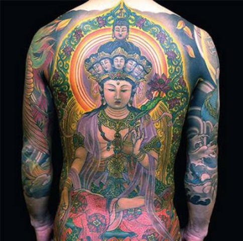 Buddhist style  full back tattoo