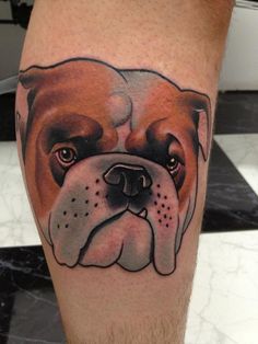 Bulldog tattoo by Dan Molloy