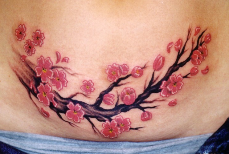 Cherry blossom branch tattoo