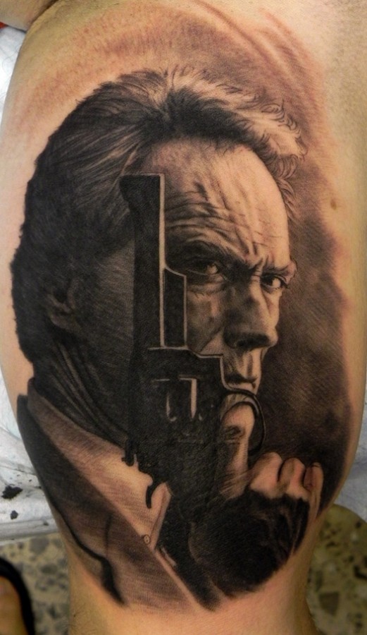 Clint Eastwood tattoo by Xavier Garcia Boix