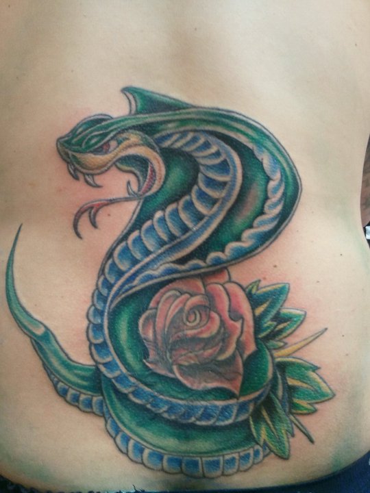 Cobra and rose tattoo