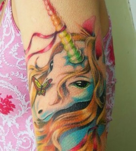 Colorful lovely unicorn tattoo