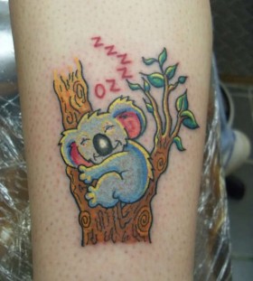 Coloured koala bear tattoo