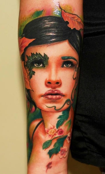 Coloured woman tattoo by Riccardo Cassese