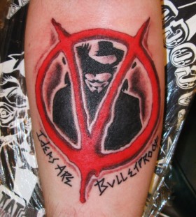 Cool V for Vendetta arm tattoo