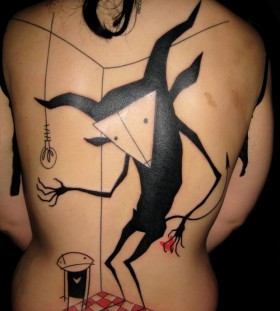 Cool back tattoo by Yann Black