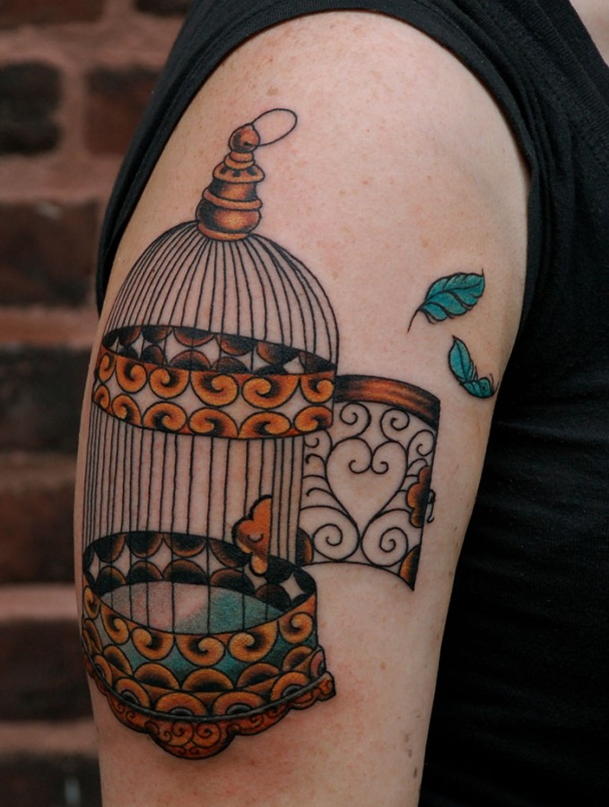 Cool birdcage tattoo design