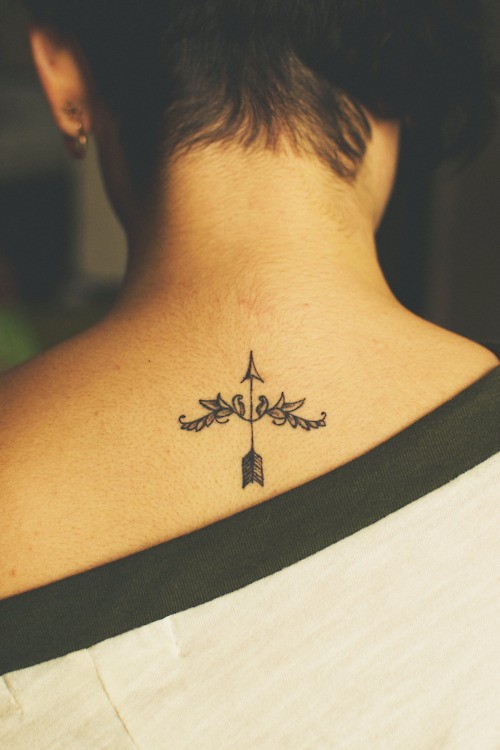 Cool bow and arrow back tattoo