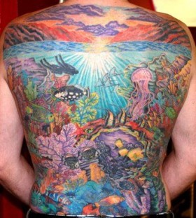 Cool full back ocean tattoo