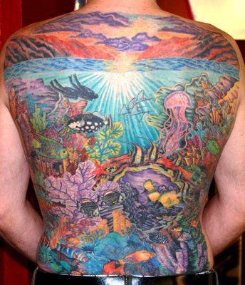 Cool full back ocean tattoo