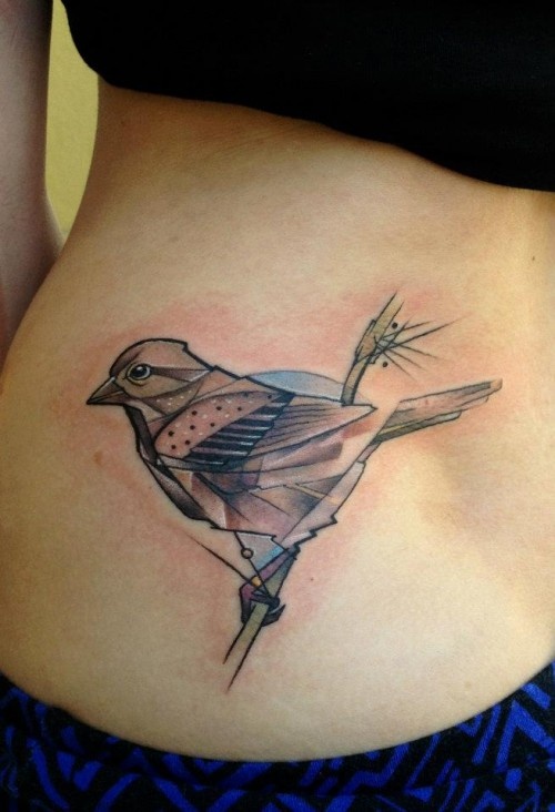 Cool geometric bird tattoo