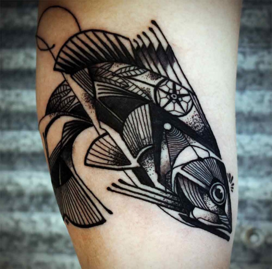 Cool geometric fish tattoo